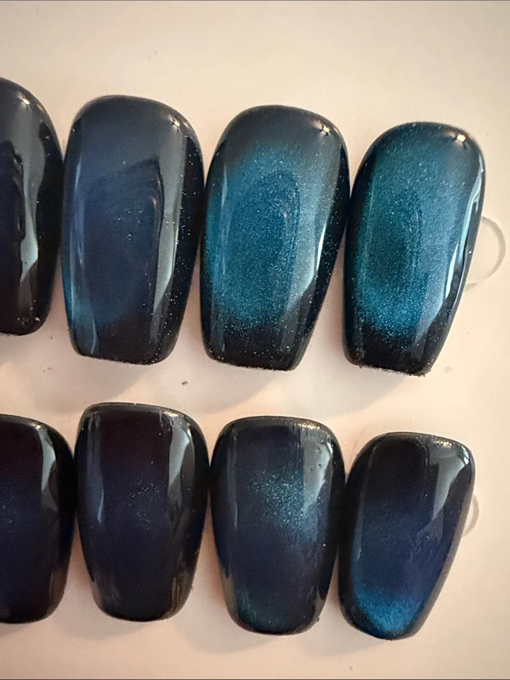 Blue Cateye handmade acrylic Press-On Nails